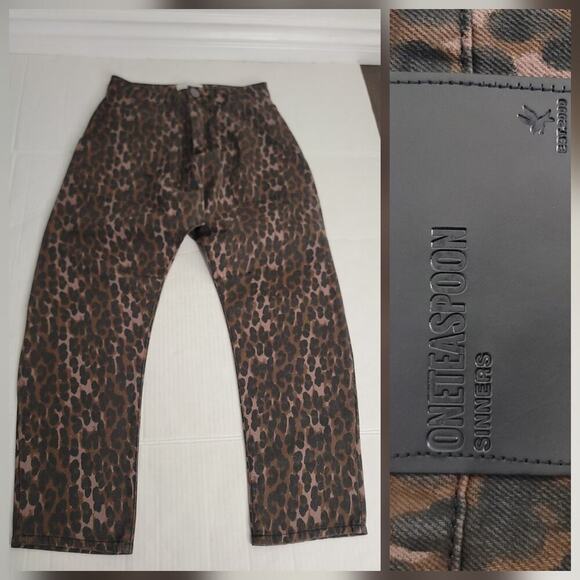 Free People One Teaspoon Printed Sinners Jeans Sz 26 Harem Barrel Leopard Print - Picture 2 of 15